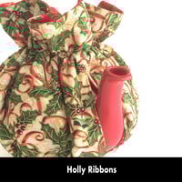 Image 4 of Traditional Round Tea Cozy - Holly Ribbons