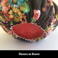 Image 6 of Traditional Round Tea Cozy - Flowers on Brown