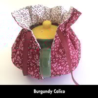 Image 3 of Traditional Round Tea Cozy - Burgundy Calico