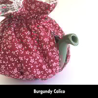 Image 4 of Traditional Round Tea Cozy - Burgundy Calico