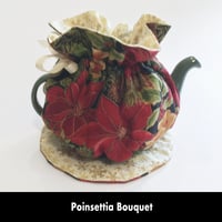 Image 1 of Traditional Round Tea Cozy - Poinsettia Bouquet