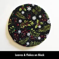 Image 7 of Traditional Round Tea Cozy - Leaves & Flakes on Black