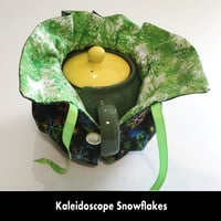 Image 3 of Traditional Round Tea Cozy - Kaleidoscope Snowflakes