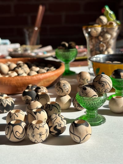 Image of Whimsical Character Wooden Beads