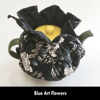 Image 2 of Traditional Round Tea Cozy - Blue Art Flowers