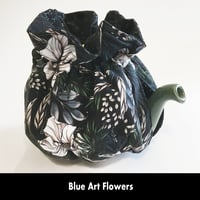 Image 4 of Traditional Round Tea Cozy - Blue Art Flowers