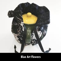 Image 3 of Traditional Round Tea Cozy - Blue Art Flowers