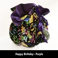Image 5 of Traditional Round Tea Cozy - Happy Birthday - Purple
