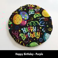 Image 7 of Traditional Round Tea Cozy - Happy Birthday - Purple