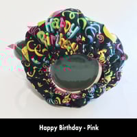 Image 6 of Traditional Round Tea Cozy - Happy Birthday - Pink