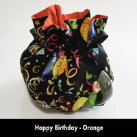 Image 5 of Traditional Round Tea Cozy - Happy Birthday - Orange