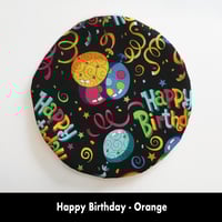 Image 7 of Traditional Round Tea Cozy - Happy Birthday - Orange