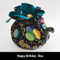 Image 4 of Traditional Round Tea Cozy - Happy Birthday - Blue