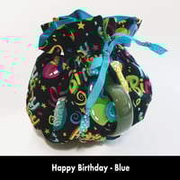 Image 5 of Traditional Round Tea Cozy - Happy Birthday - Blue