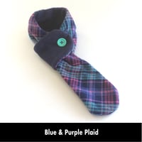 Image 4 of Quick Release Fleece Scarf - Blue & Purple Plaid