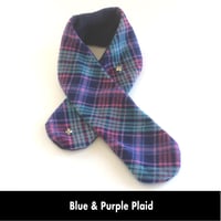 Image 5 of Quick Release Fleece Scarf - Blue & Purple Plaid