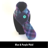 Image 1 of Quick Release Fleece Scarf - Blue & Purple Plaid