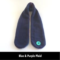 Image 7 of Quick Release Fleece Scarf - Blue & Purple Plaid