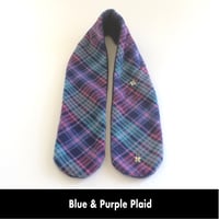 Image 6 of Quick Release Fleece Scarf - Blue & Purple Plaid