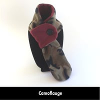 Image 1 of Quick Release Fleece Scarf - Camoflauge with Burgundy