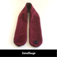 Image 7 of Quick Release Fleece Scarf - Camoflauge with Burgundy