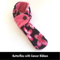 Image 4 of Quick Release Fleece Scarf - Butterflies with Cancer Ribbon