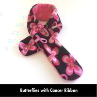 Image 5 of Quick Release Fleece Scarf - Butterflies with Cancer Ribbon