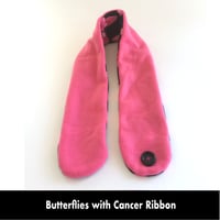 Image 7 of Quick Release Fleece Scarf - Butterflies with Cancer Ribbon