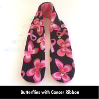 Image 6 of Quick Release Fleece Scarf - Butterflies with Cancer Ribbon