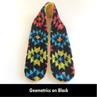 Image 6 of Quick Release Fleece Scarf - Geometrics on Black