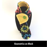 Image 1 of Quick Release Fleece Scarf - Geometrics on Black