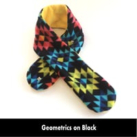 Image 5 of Quick Release Fleece Scarf - Geometrics on Black