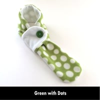 Image 4 of Quick Release Fleece Scarf - Green with Dots