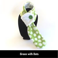 Image 1 of Quick Release Fleece Scarf - Green with Dots