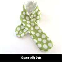Image 5 of Quick Release Fleece Scarf - Green with Dots