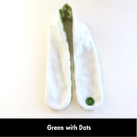 Image 7 of Quick Release Fleece Scarf - Green with Dots