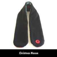Image 7 of Quick Release Fleece Scarf - Christmas Moose