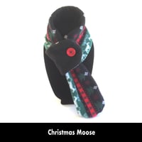 Image 1 of Quick Release Fleece Scarf - Christmas Moose