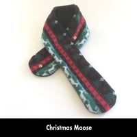 Image 4 of Quick Release Fleece Scarf - Christmas Moose