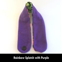 Image 6 of Quick Release Fleece Scarf - Rainbow Splotch with Purple