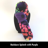 Image 1 of Quick Release Fleece Scarf - Rainbow Splotch with Purple