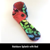 Image 4 of Quick Release Fleece Scarf - Rainbow Splotch with Red