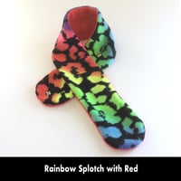 Image 5 of Quick Release Fleece Scarf - Rainbow Splotch with Red