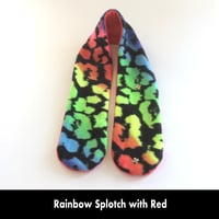 Image 6 of Quick Release Fleece Scarf - Rainbow Splotch with Red