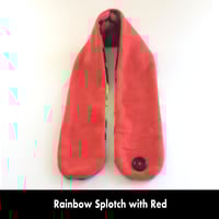Image 7 of Quick Release Fleece Scarf - Rainbow Splotch with Red
