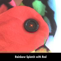 Image 8 of Quick Release Fleece Scarf - Rainbow Splotch with Red
