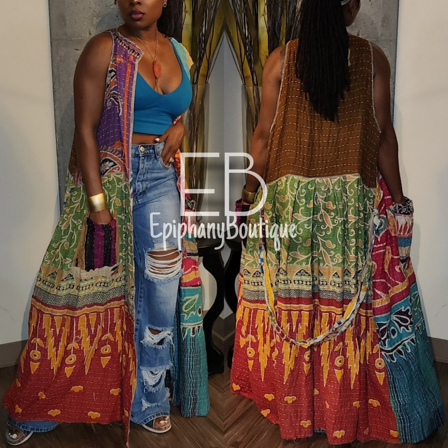 Image of The Jadded Gypsy Patchwork Maxi Vest