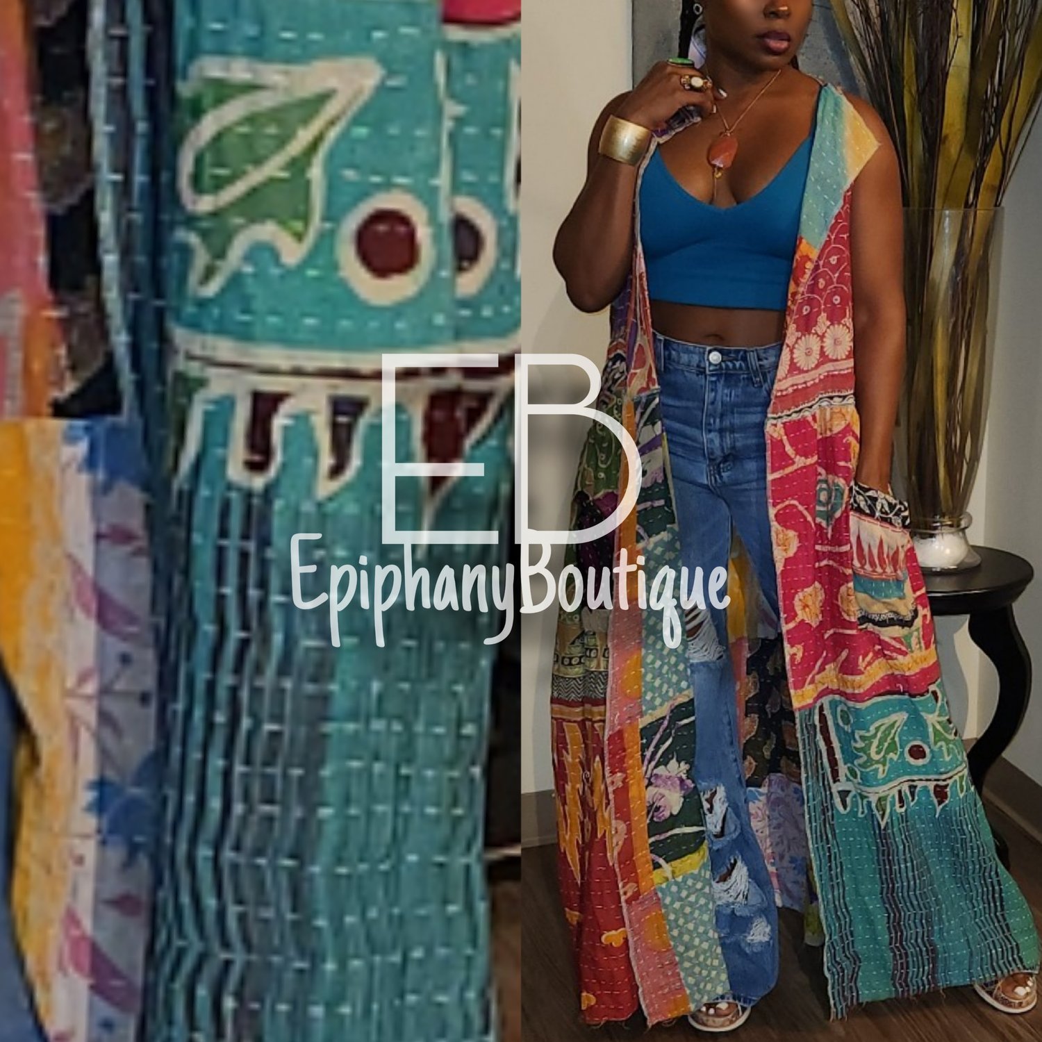 Image of The Jadded Gypsy Patchwork Maxi Vest