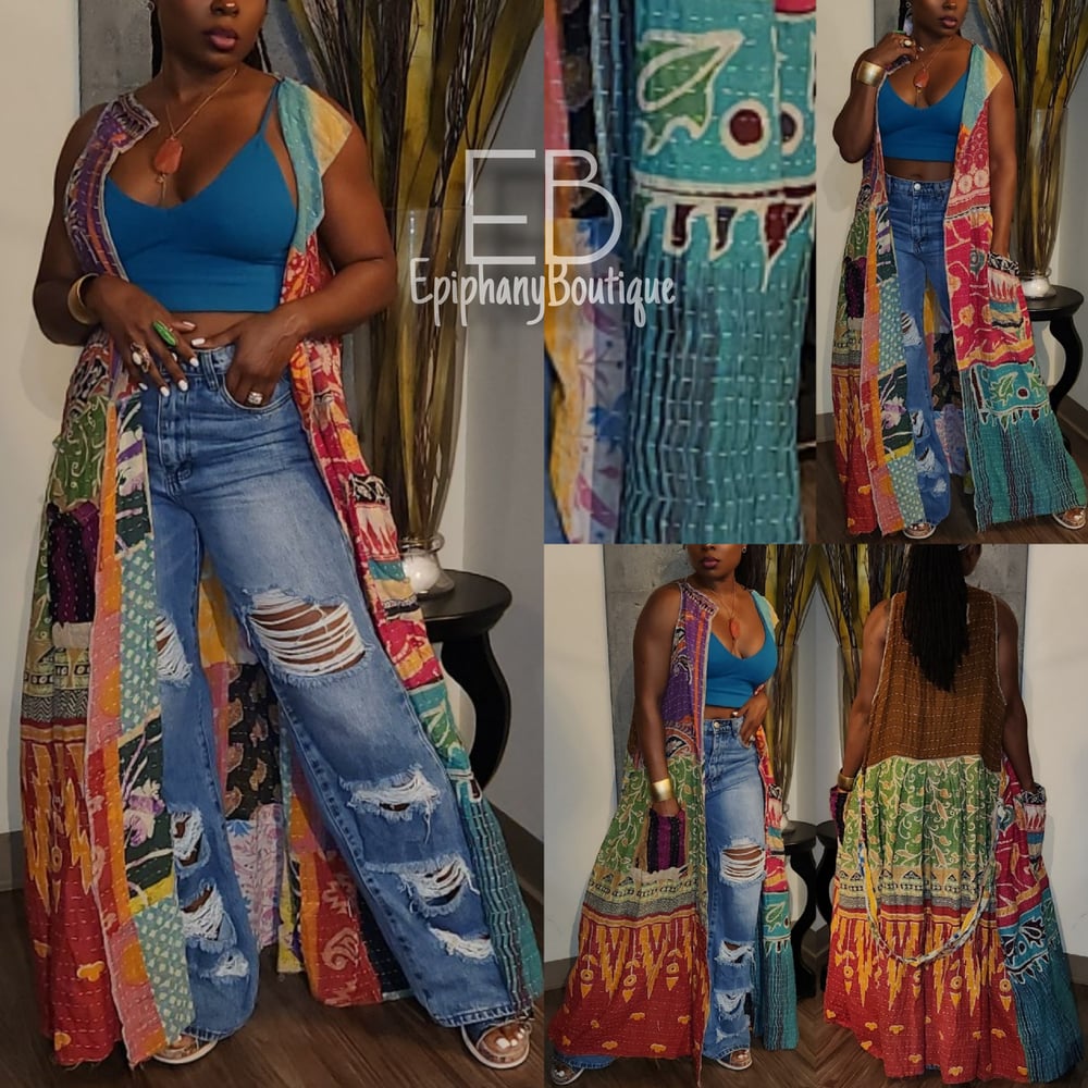 Image of The Jadded Gypsy Patchwork Maxi Vest