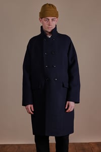 Image 2 of Raglan long wool Coat - Navy